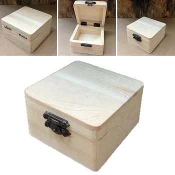 1pc 8*8*4.5 деревянная Коробка для хранения cm Простая Натуральная Деревянная Упаковочная Коробка Коробка Для хранения Подарочная Коробка Для общей упаковки продукта  5