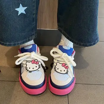 Kawaii Sanrio Hello Kitty Аниме Мультфильм Милая Корейская версия Женская обувь парусиновая обувь Удобная повседневная цветная парусиновая обувь  5
