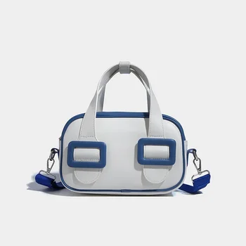 Высококачественная симпатичная мультяшная контрастная квадратная сумка для тофу, ручные синие сумки через плечо для женщин, роскошные дизайнерские сумки для поездок на работу  5