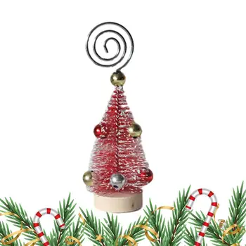 Держатель для заметок в виде рождественской елки, многоцелевая мини-елка для фотографий, настольные украшения для журнального столика, обеденного стола  10
