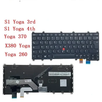 Французская клавиатура AZERTY FR для ноутбука Lenovo Thinkpad X380 S1 Yoga 370 4th G4 с точечной подсветкой NOTEBOOK  10