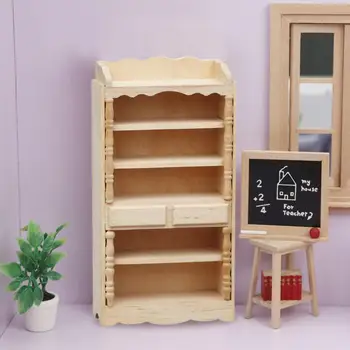 Шкаф для кукольного домика 1: 12, многослойная миниатюрная модель деревянной книжной полки для украшения кукольного домика  10